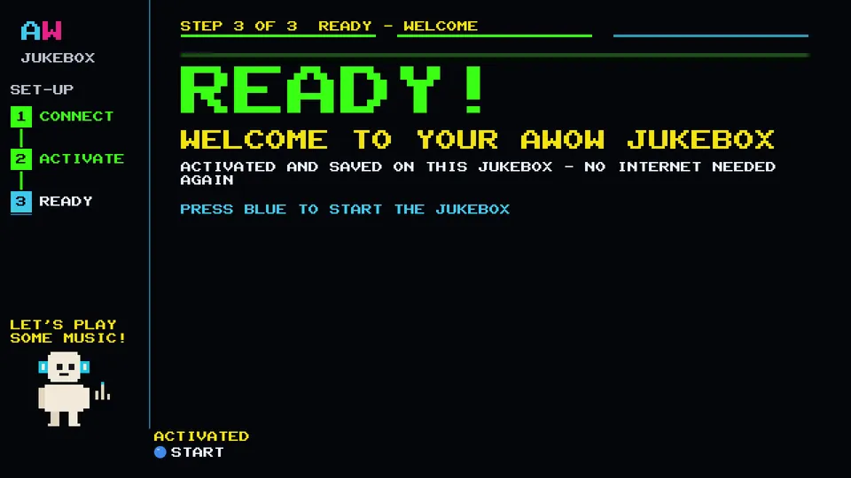 Arcade WOW Jukebox: the last step of setting up the jukebox: READY, welcome to your jukebox