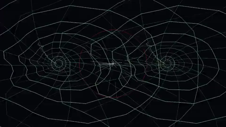 Arcade WOW Jukebox: the MAELSTROM visualiser full screen on the cabinet: rings of light falling away down a long drop